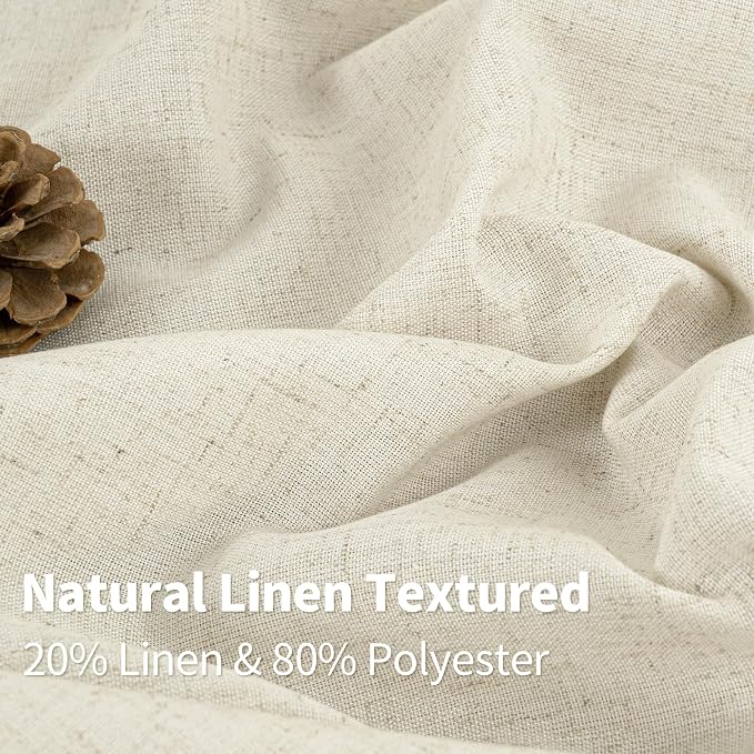 YoungsTex 90 Inch Length Beige Linen Curtains 2 Panels for Living Room, Light Filtering Drapes with Grommet No See Through for Dining Bedroom, 52 X 90 Inch