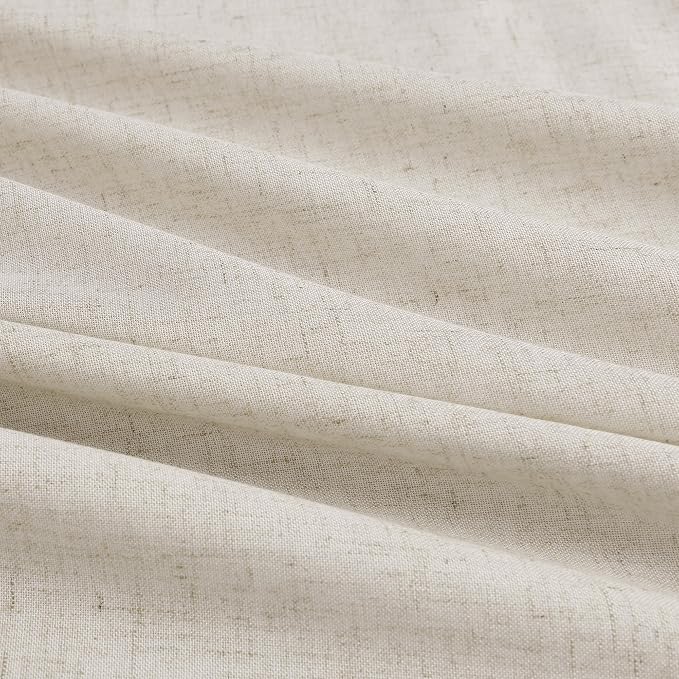 Vanilla Linen Pleated Curtains 96 Inches Long for Living Room 2 Panels Set Semi Sheer Light Filtering Pinch Pleat with Rings Hooks Back Tab Drapes Neutral Boho 96 Inch Curtain for Bedroom Window