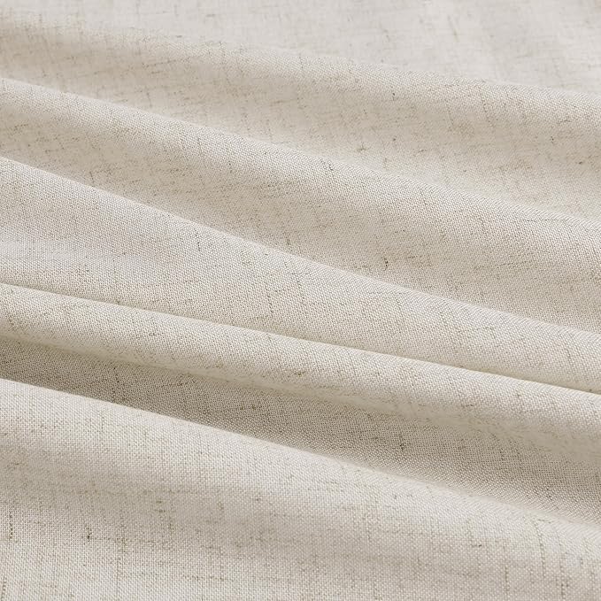 Aersas Vanilla Pleated Linen Curtains 108 Inches Long for Living Room 2 Panels Set Natural Pleat Drapes Back Tab Semi Sheer Neutral Boho Ceiling to Floor Window Curtain for Bedroom 9 FT