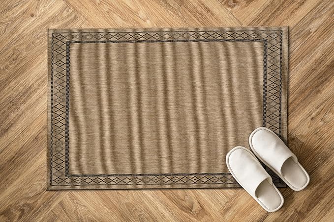 Luul Home Easy Jute Rugs 2x3 Frame Natural Color Living Room Indoor Outdoor Door Mat for Patio and Kitchen Rug High Traffic Washable Easy to Clean Solid Boho Woven Design Carpet (2 x 3)