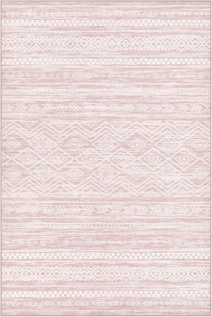 Tortania Area Rug Living Room Rugs- 12x15 Washable Large Soft Neutral Boho Moroccan Bohemian Farmhouse Rug Indoor Floor Carpet for Bedroom Under Dining Table Home Office Decor - Pink