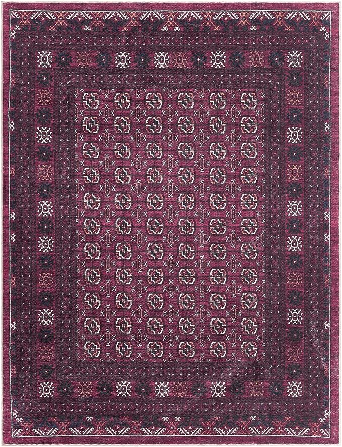 Keen Home Design 5x7 Rug - Machine Washable Area Rug with Non-Slip Backing, Ideal for Living Room, Dining Room, Bedroom - Vintage, Easy Clean, Durable, Low Pile Rug - (5' x 7')
