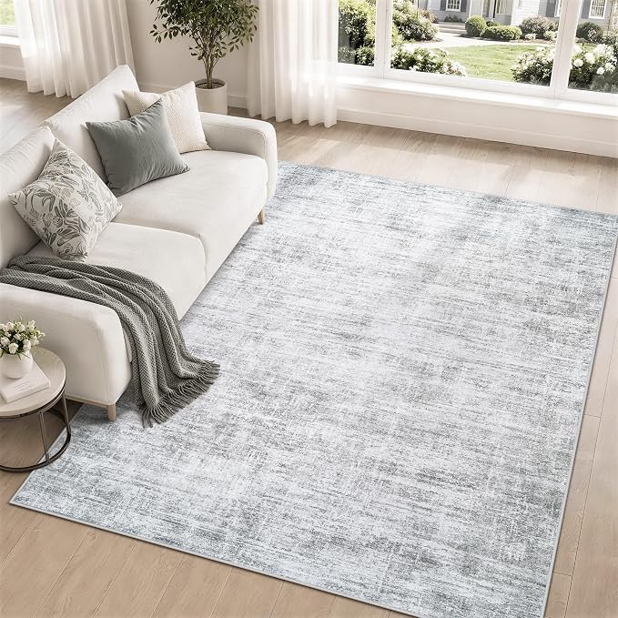 5x7 Area Rugs for Living Room Washable Rugs Neutral Abstract Large Rug Soft Modern Carpet Non-Slip Stain Resistant Low Pile Rug for Bedroom Dining Room Nursery Home Office Under Table Area Rug Grey