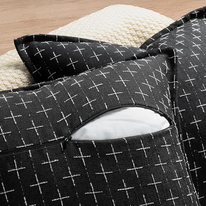 ZWJD Pillow Covers 18x18 Set of 2 Soft Polyester Textured Pillow Covers with Stylish Flange Edge Cozy Farmhouse Throw Pillows for Couch Bed Sofa Living Room