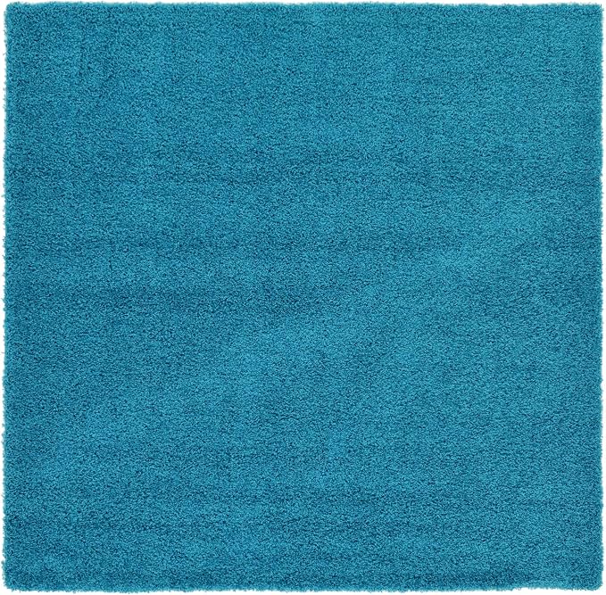 Unique Loom Solid Shag Collection Area Rug (8' Square, Turquoise)