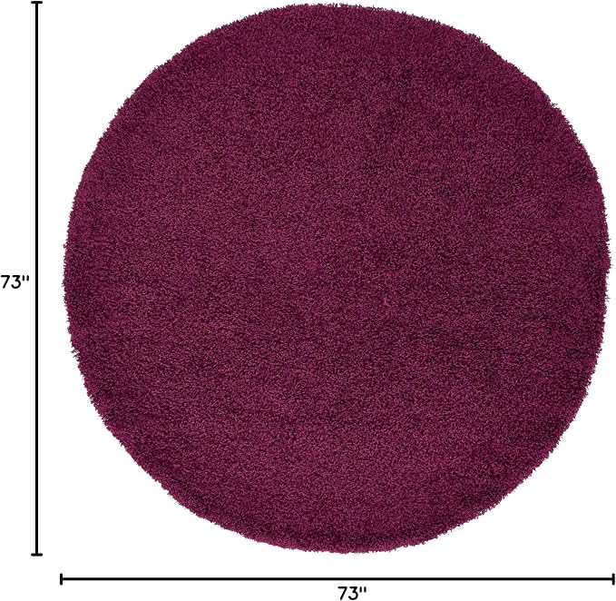 Unique Loom Solid Shag Collection Area Rug (6' 1" Round, Eggplant Purple)