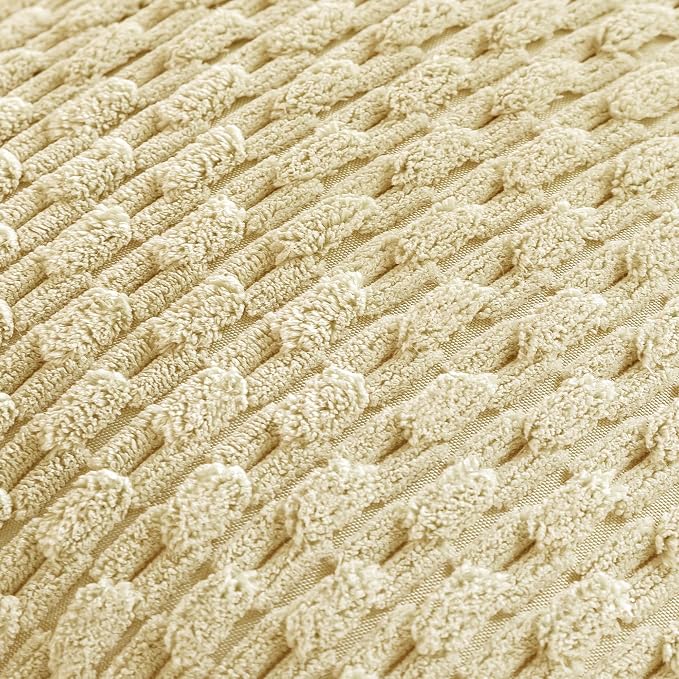 Set of 4 Pale Yellow Decorative Throw Pillow Covers 16x16 Inch Corduroy Pillow Covers for Bed Couch Sofa Living Room Soft Square Cushion Cases