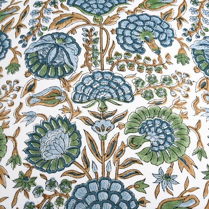 Ridhi Block Print Asparagus Green Pillow Cover 20" x 20" (Pack of 2) Decorative Couch Pillows for Living Room, Farmhouse Chic Boho Cute Outdoor Pillows Covers Gifts for Spring, Mother's Day