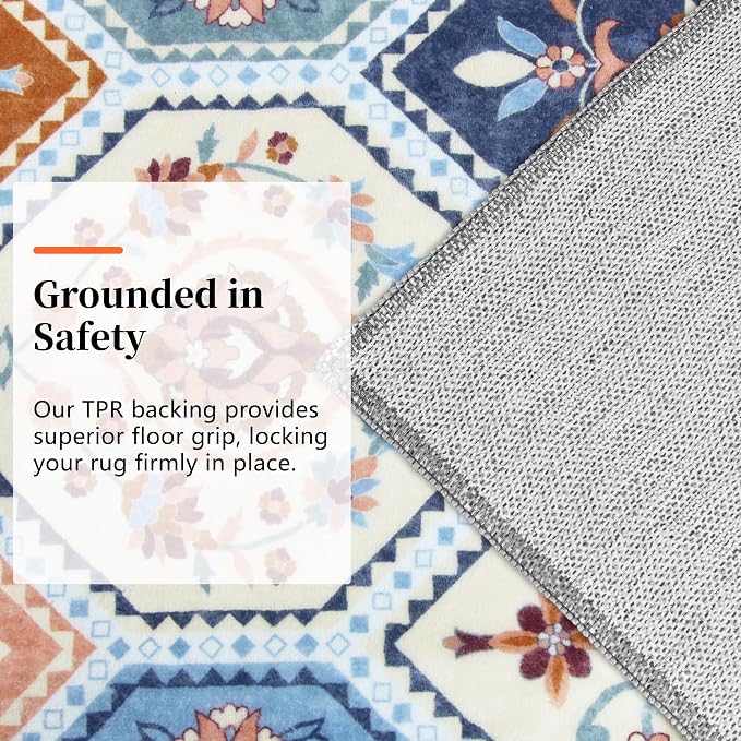 2x3 Washable Entryway Rugs, Soft Non-Slip Boho Moroccan Rug, Low-Pile Printed Indoor Throw Rugs for Entrance, Kitchen, Bedroom Bedside- Multi | Soft Low-Pile Printed Indoor Throw Rugs for Entrance, Kitchen, Bedroom Bedside
