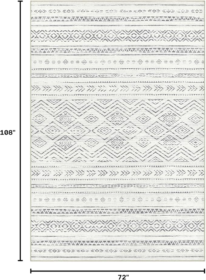 Tortania Area Rug Living Room Rugs- 6x9 Washable Large Soft Neutral Boho Moroccan Bohemian Farmhouse Rug Indoor Floor Carpet for Bedroom Under Dining Table Home Office Decor - Beige Gray