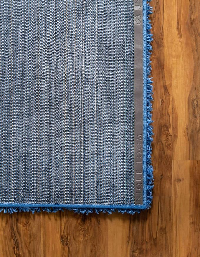 Unique Loom Solid Shag Collection Area Rug (6' 1" x 9' Rectangle, Periwinkle Blue)
