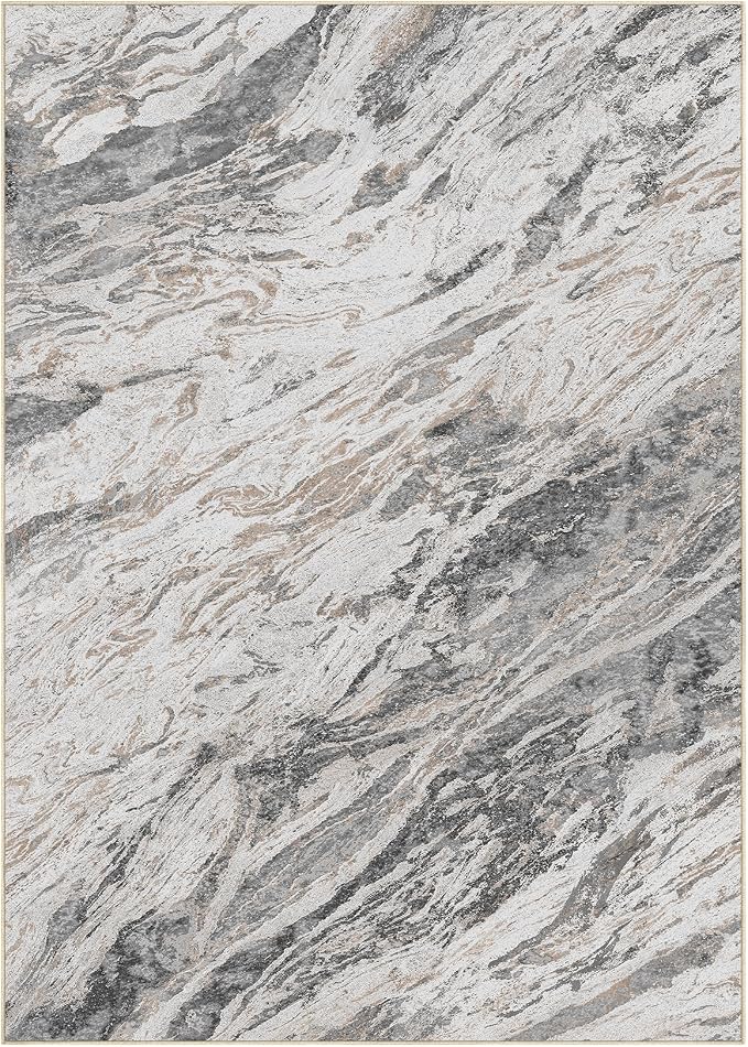 Area Rugs for Living Room: 5X7 Abstract Washable Rug Modern Neutral Large Soft Stain Resistant Non-Slip for Bedroom Dining Room Indoor Home Office Carpet - Taupe