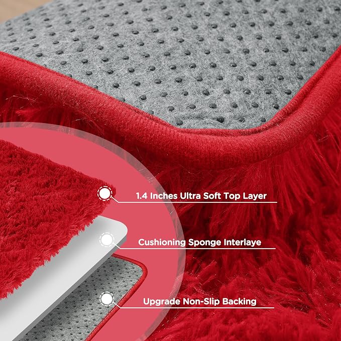 6x9 Red Fluffy Shag Area Rugs for Living Room Bedroom Girls Kids | Ultra Soft Comfy, Large Fuzzy Shaggy Plush Carpet for Nursery, Modern Indoor Home Decor, Upgrade Non-Slip