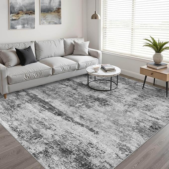 7x10 Area Rugs Living Room: Washable Large Abstract Neutral Modern Soft Rug Stain Resistant Indoor Floor Non-Slip Accent Carpet for Bedroom Nursery Playroom Dining Room Office Dorm Home House