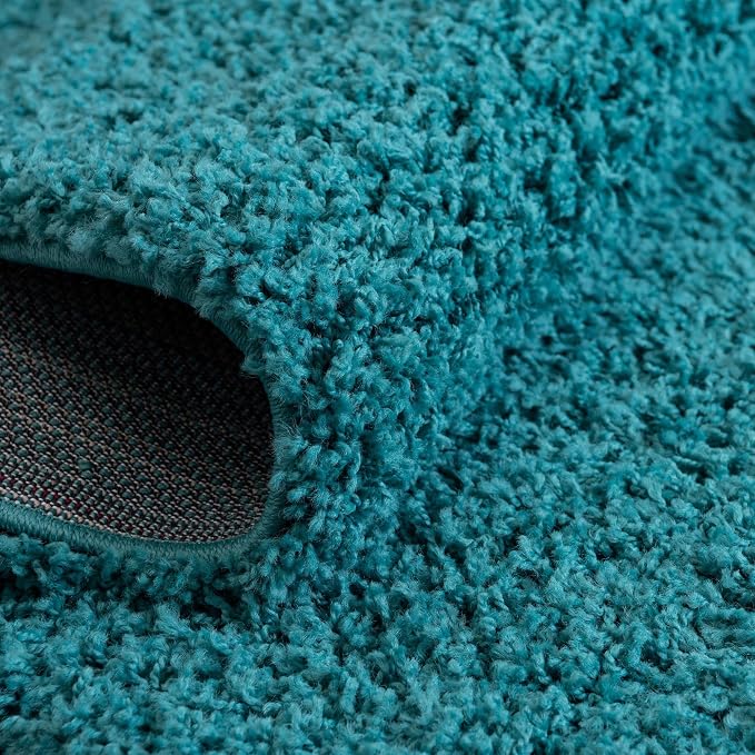 Unique Loom Solid Shag Collection Area Rug (3' 3" x 5' 3" Oval, Deep Aqua Blue)