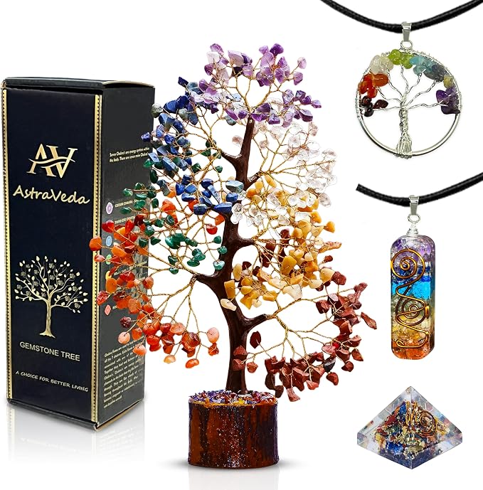 Crystal Tree, 7 Chakra Stones, Feng Shui, Healing Tree, Gemstones, Women Crystal Gifts, Healing Stones, Spiritual Gifts, Chakra Pyramid, Home Office Decor
