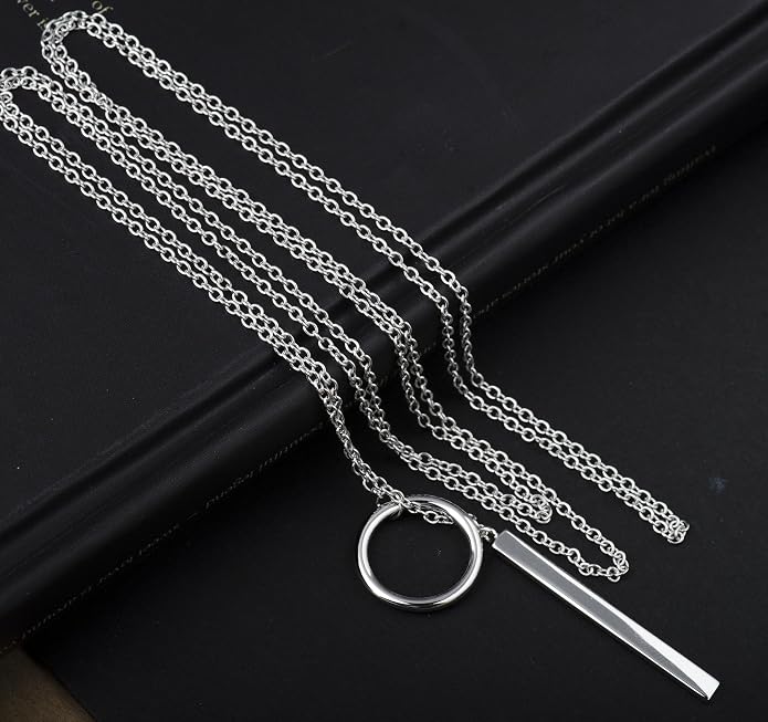 S.Leaf Gold Dainty Pendant Necklaces for Women Sterling Silver Gold Plated Layered Horizontal Vertical Bar Star Starburst Moon Cubic Zirconia Lariat Necklace for Women Trendy Gifts