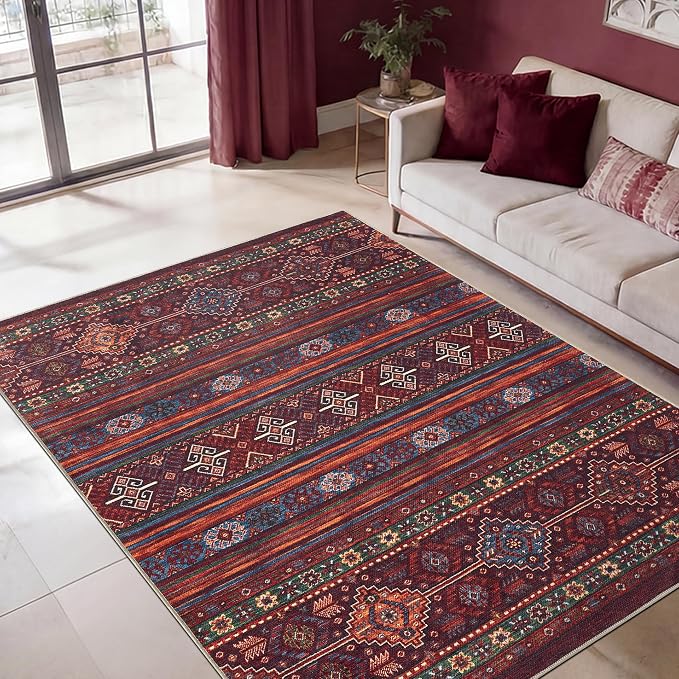 Keen Home Design 48"x72" Rug - Machine Washable Area Rug with Non-Slip Backing, Ideal for Living Room, Dining Room, Bedroom - Vintage, Easy Clean, Durable, Low Pile Rug - (4' x 6')