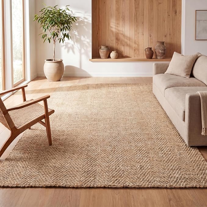 JONATHAN Y Espina Hand Woven Herringbone Chunky Jute Ivory Indoor Area Rug, 5x8, Bohemian, Cottage, Easy-Cleaning for Living Room, Bedroom, Kitchen, Pet Friendly, Non-Shedding (NFR101B-5)