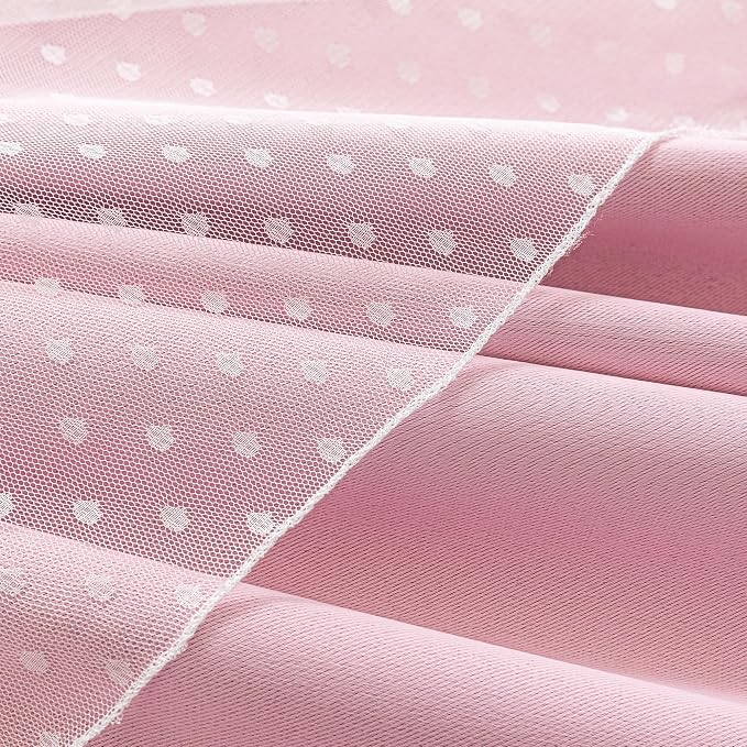 MYSKY HOME Light Pink Blackout Curtains for Girls Bedroom with Polka Dots Sheer Overlay Baby Pink Nursery Kids Room Drapes, Grommet Tops, 52" x 95", 2 Panels