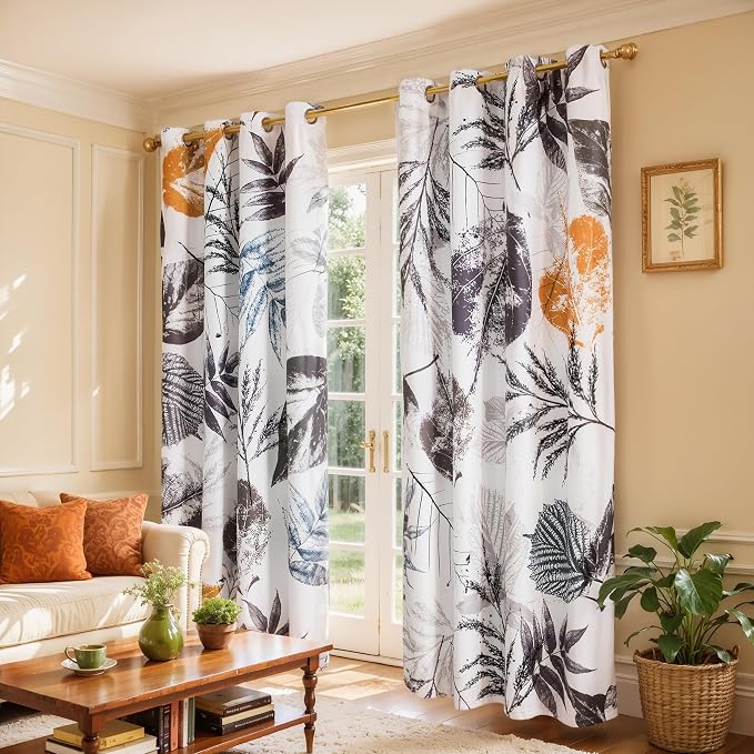 SUBRTEX Blackout Curtains 52Wx108L, Room Darkening Floral Curtains, Thermal Insulated 2 Panels Window Drapes, Boho Farmhouse Curtains for Living Room Bedroom Window Treatments, Grey