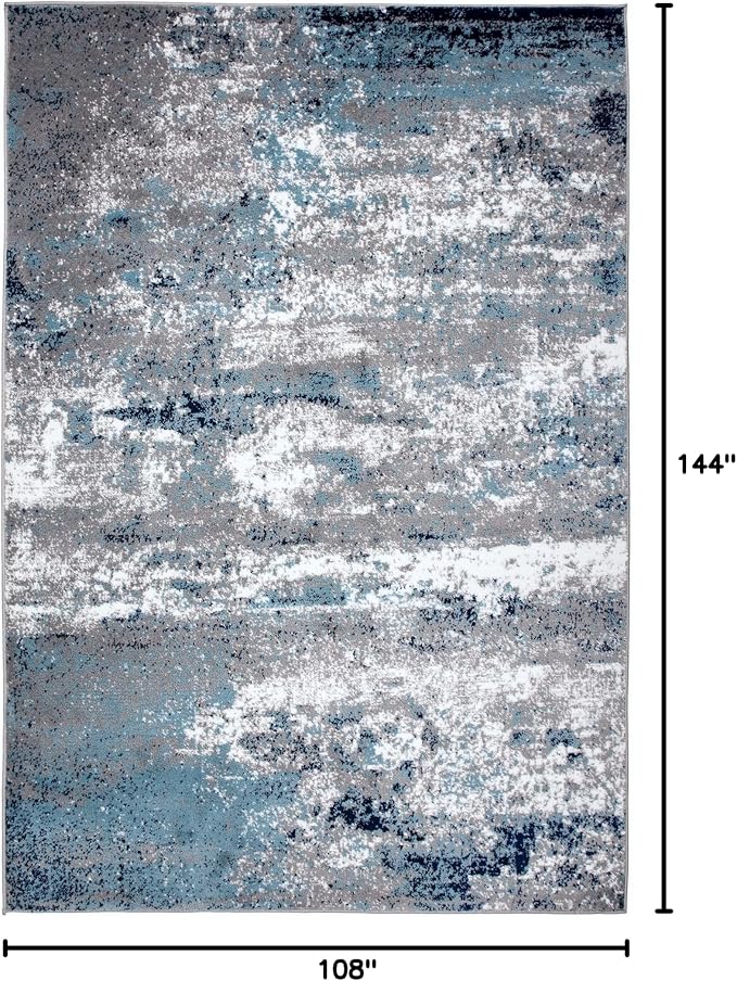Rugshop Watercolor Distressed Modern Bohemian Large Area Rug Blue 9' x 12'