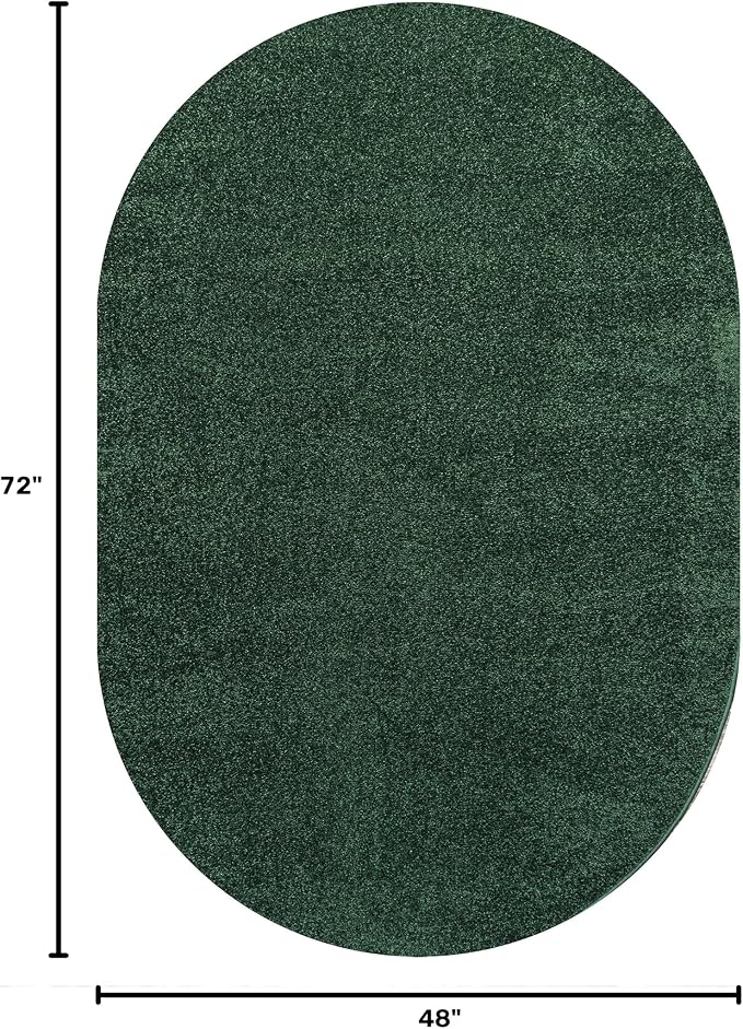 JONATHAN Y Haze Solid Low-Pile Emerald 4x6 Oval Indoor Area Rug, Coastal,Bohemian,Minimalist,Classic, Easy-Cleaning for Living Room,Bedroom,Kitchen,Pet Friendly,Non-Shedding (SEU100L-4OV)