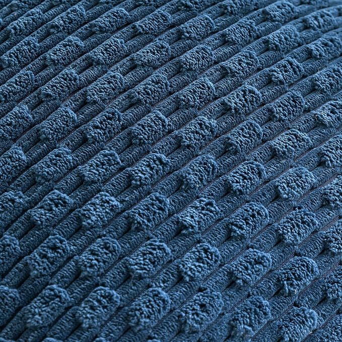 Set of 4 Blue Decorative Throw Pillow Covers 24x24 Inch Corduroy Pillow Covers for Bed Couch Sofa Living Room Soft Square Cushion Cases