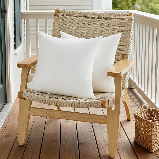 Oubonun 20x20 Waterproof Outdoor Pillow Inserts – Pack of 4 Firm & Fluffy, Water Resistant Throw Pillows for Patio, Garden, Porch, or Indoor Decorative