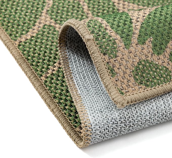 PureCozy 6x9 Easy Jute Outdoor Rug Navy/Green Floral Textured Indoor Outdoor Area Rug Farmhouse Patio Carpet for Backyard, Patio, Porch, Easy-Cleaning, High Traffic, Pet-Friendly, Non-Shedding