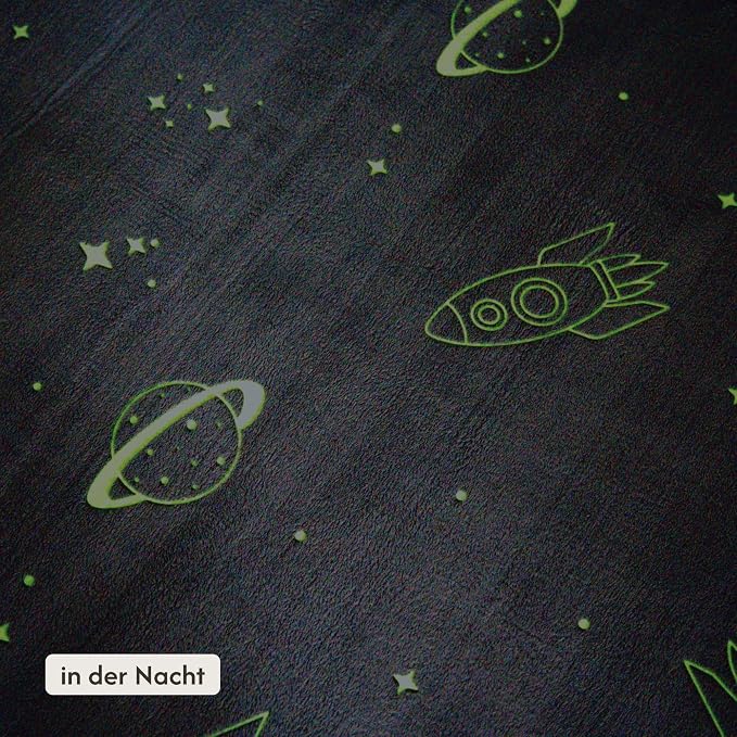 Hakuna Matte GlowCloud Baby Play Mat for Floor 47”x 67” Planets | Coral Velvet high-Density Foam Rug for Crawling & Cozy Play – Non-Slip, Water-Resistant, Easy-Care Tummy Time Mat