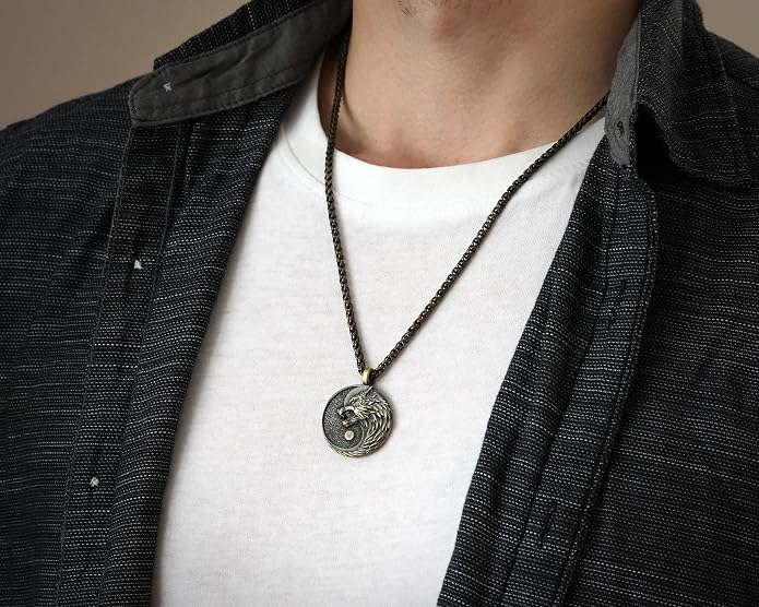 Yin Yang Necklace For Men Ancient Looking High Quality Pendant Jewelry - Yin Yang Gifts - Viking Jewelry for Men