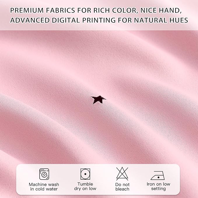 XiDi Baby Pink Blackout Curtains - Bedroom Window Treatment Curtains Thermal Insulated Room Darkening Drapes for Living Room Kitchen Grommet Top Light Blocking Drapery, 34 x 45 Inches Long, 2 Panels