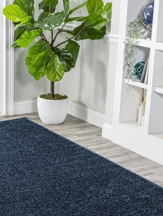 JONATHAN Y Haze Solid Low-Pile Navy Indoor Area Rug 5x8, Coastal,Bohemian,Minimalist,Classic, Easy-Cleaning for Living Room,Bedroom,Kitchen,Pet Friendly,Non-Shedding (SEU100C-5)