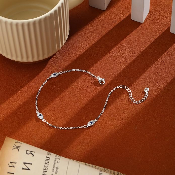 Ankle Bracelets for Women 14K Gold/Silver Plated Cross Heart Bead Anklet Waterproof Adjustable Chain Non Tarnish Cute Boho Trendy Dainty Summer Beach Foot Jewelry Gift for Her