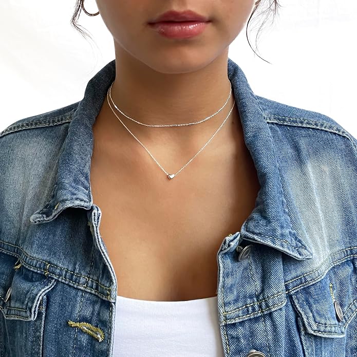 Annika Bella Chain Choker Necklace for Women, 925 Sterling Silver Chokers, Length 13-16 Inches, Short Necklaces for Teens, Waterproof Jewelry Gift for Her