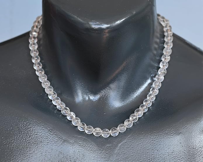 Natural Gemstone Beaded Choker Necklace | 8mm Handmade Adjustable Jewelry for Men & Women | Chakra Balancing Crystal Necklace | Spiritual Gift | Macrame Cord with Extender