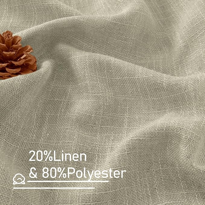 LAMIT Oatmeal 72 inch Linen Curtains for Living Room 2 Panels, Linen Textured Light Filtering Semi Sheer Back Tab and Rod Pocket Panels for Bedroom/Farmhouse, 52 x 72 Inch
