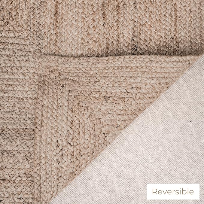 RAJRANG Handwoven Jute Area Rug 2.5 x 4 Feet, Natural Boho Reversible Rectanglular Braided Rugs for Entryway, Front Door Mat