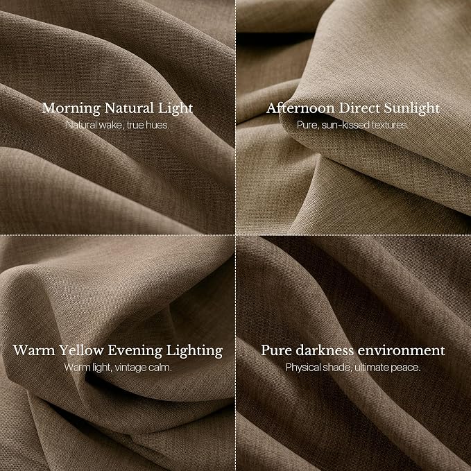 NICETOWN Heavy Duty Linen Pinch Pleated Curtains - Hazelnut Brown, 40"x 84" - Privacy Assured Linen Blend Blackout Drapes for Earthy Tone Studio & Bedroom, Modern Home Decor (2 Panels)