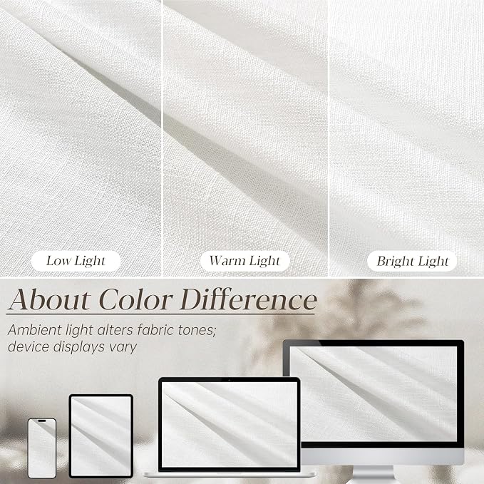80 Inch Extra Wide Pinch Pleated Curtains 112 Inch Length for Living Room Large Window Drapes Light Filtering Privacy for Bedroom Back Tab with Hooks Clip Rings Beige White 80W x 112L