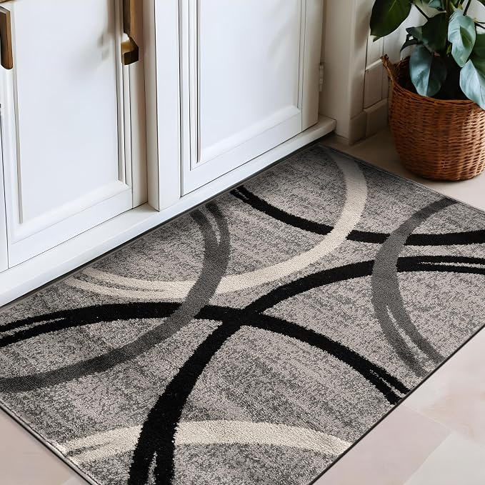 Rugshop Wavy Circles Accent Fade-Resistant Area Rug Gray 2'7" x 4'