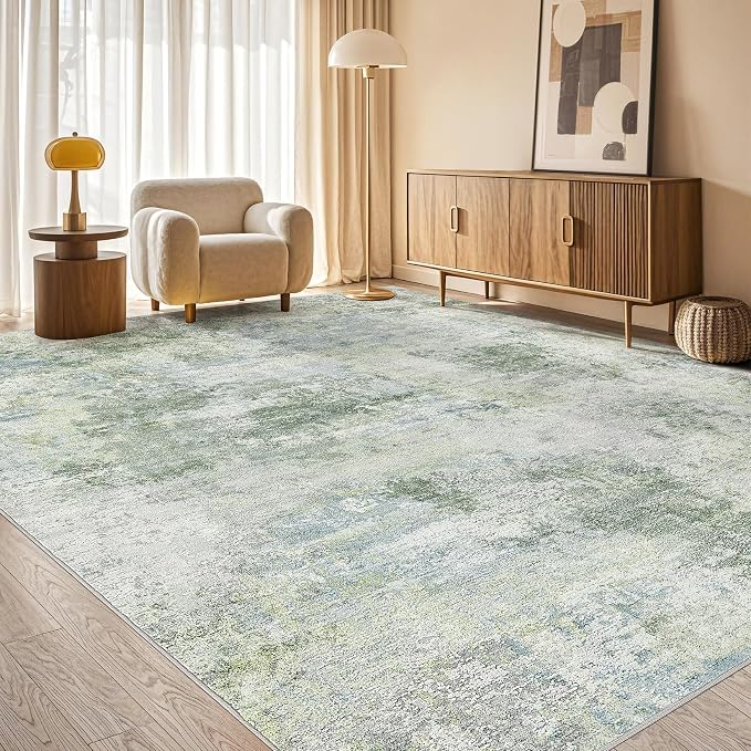 Tortania Area Rug Living Room Rugs - 5x7 Washable Large Soft Neutral Boho Moroccan Bohemian Farmhouse Rug Indoor Floor Carpet for Bedroom Under Dining Table Home Office Decor - Sage Green