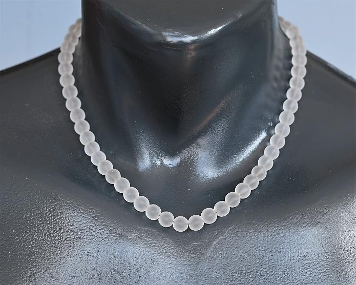 Natural Gemstone Beaded Choker Necklace | 8mm Handmade Adjustable Jewelry for Men & Women | Chakra Balancing Crystal Necklace | Spiritual Gift | Macrame Cord with Extender