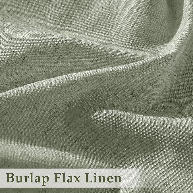 Sage Green Pinch Pleated Semi Sheer Curtains 108 Inches long for Living Room 2 Panels Set Green Linen Pleat Drapes Back Tab Farmhouse Boho Ceiling to Floor 108 Inch Curtains for Bedroom Window 9 FT