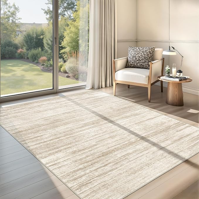 3x5 Rug for Entryway,Washable Area Rug,Brown | Small Rug for Kitchen,Hallway,Bedroom,Living Room,Dining Room,Thin,Soft, Neutral Rug,Stain Resistant Indoor Carpet,Non Slip