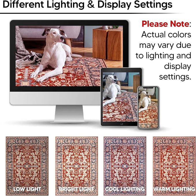 Keen Home Design 10x14 Rug - Machine Washable Area Rug with Non-Slip Backing, Ideal for Living Room, Dining Room, Bedroom - Vintage, Easy Clean, Durable, Low Pile Rug - (9'7" x 14')