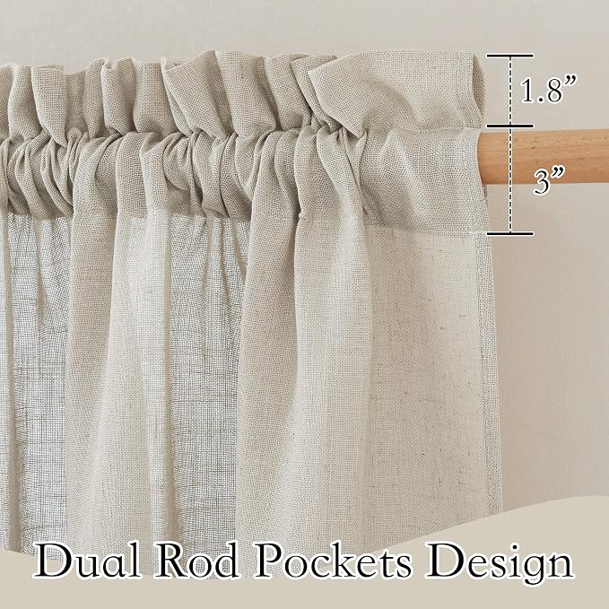 RYB HOME Extra Wide Semi Sheer Curtains, Back Tab Room Divider for Office Bedroom Separation, Large Window Curtains for Sliding Glass Door, Angora, W 70 x L 84, 2 Pcs