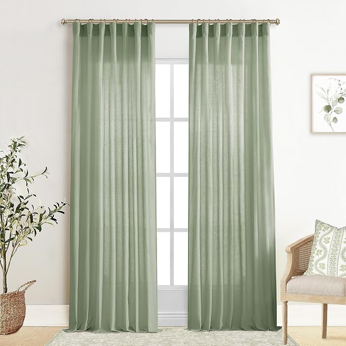 XTMYI Sage Green Curtains 108 Inches Long for Big Window,Extra Long Light Green Curtains for High Ceiling Living Room