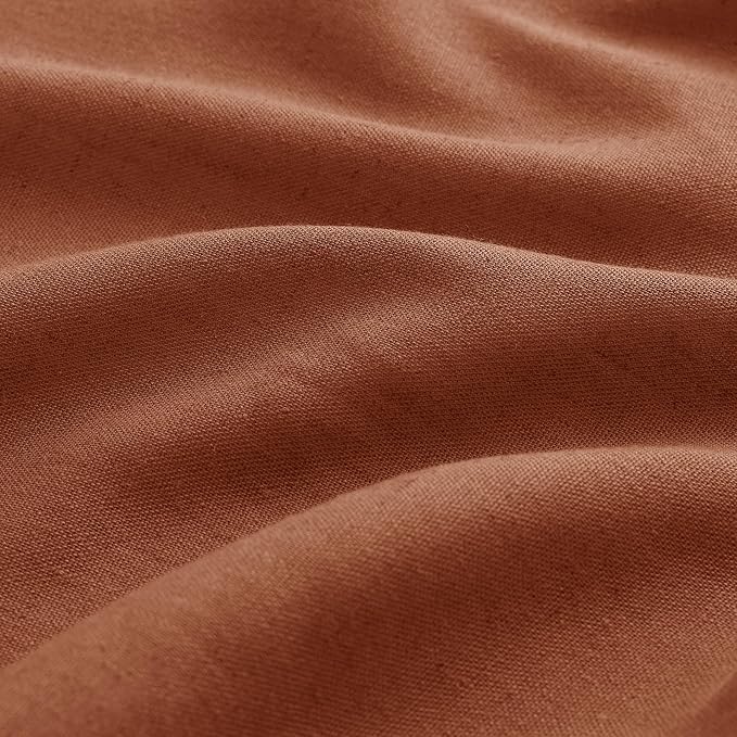 Aersas Terracotta Pinch Pleat Linen Curtains 84 Inch Length 2 Panels Set for Bedroom Dinging Room Semi Sheer Boho Farmhouse Neutral Window Curtains 84 Inches Long for Living Room Nursery 40x84